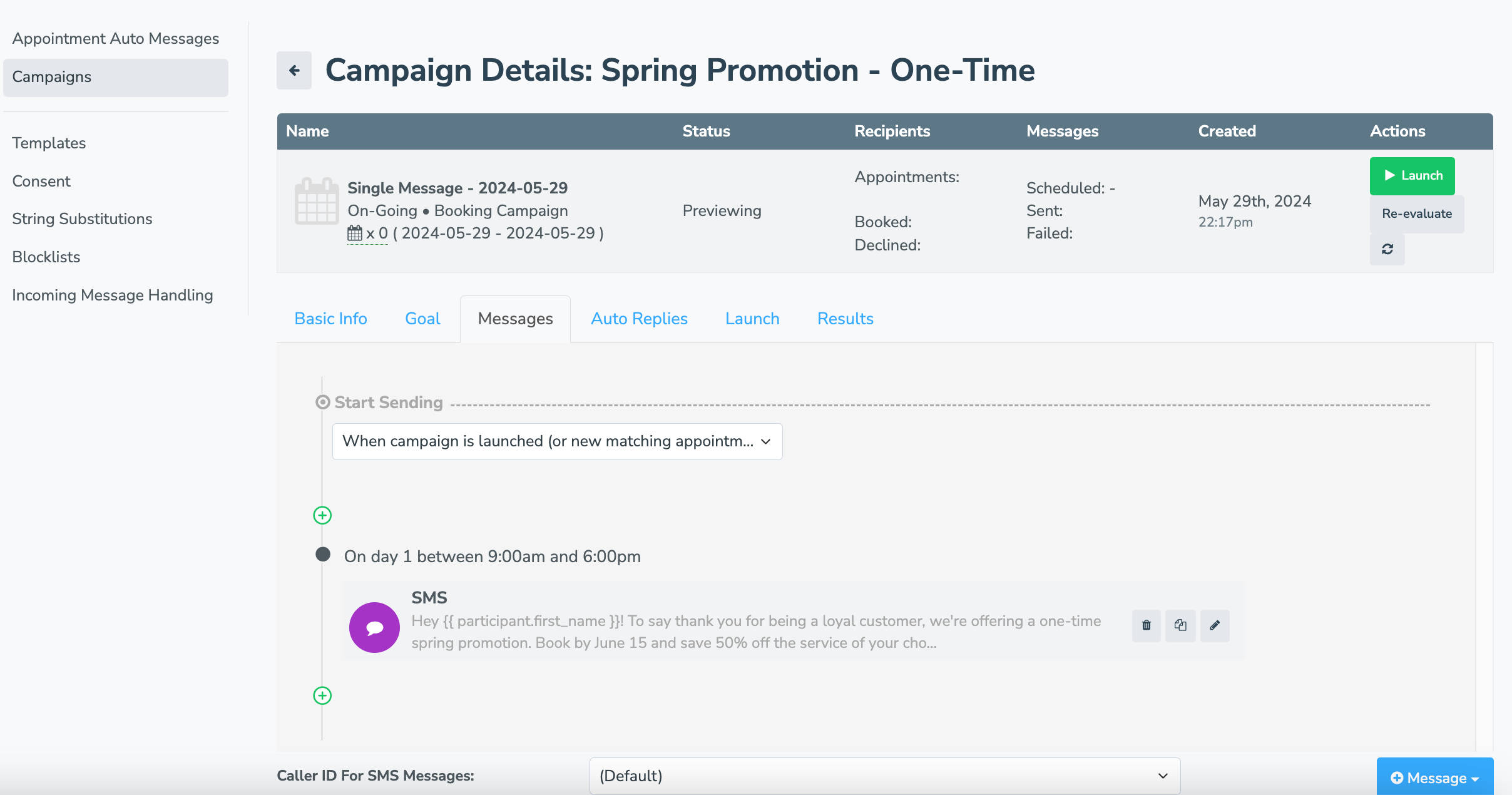 Send a single message blast to clients using the campaigns feature in Apptoto.